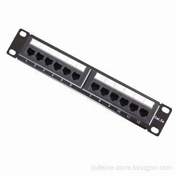 UTP 12-port Patch Panel, 10-inch, High-quality, 22, 24 and 26AWG